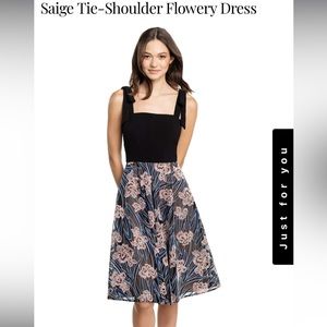Dress the Population “Saige Tie-Shoulder Flowery Dress”